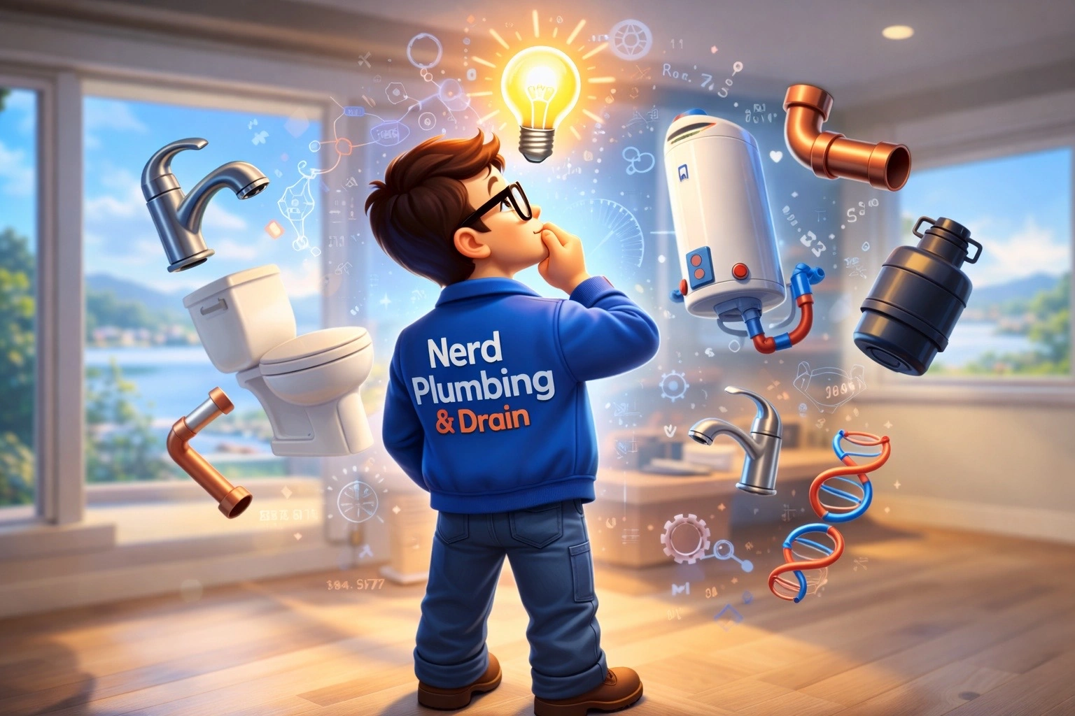 Nerd deep in thought on services